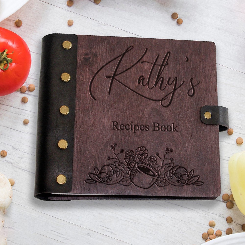 Personalized Leather Recipe Book Gift For Mother's Day