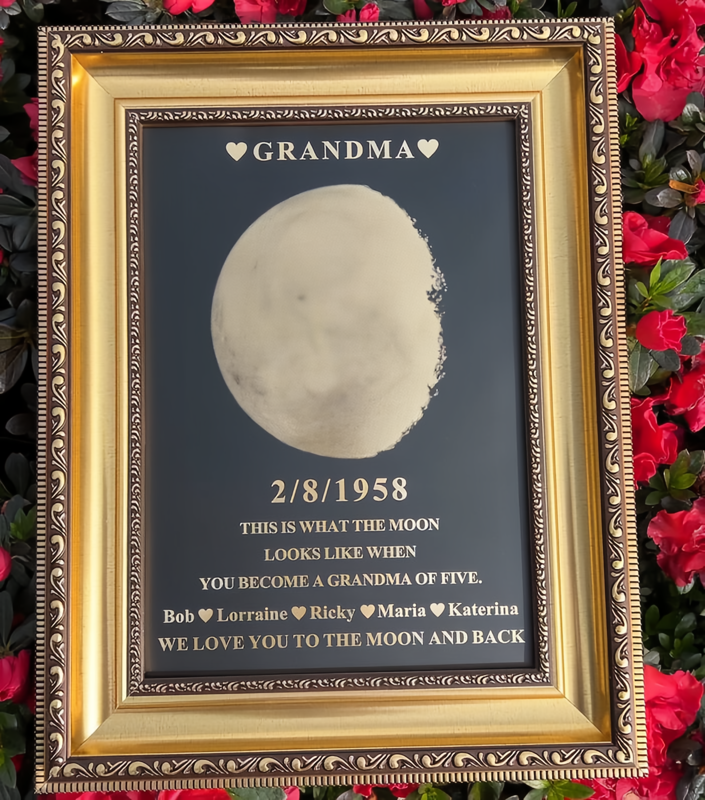 Custom Moon Phase Frame With Birth Date Ideal Gift for Mom Grandma or Lover