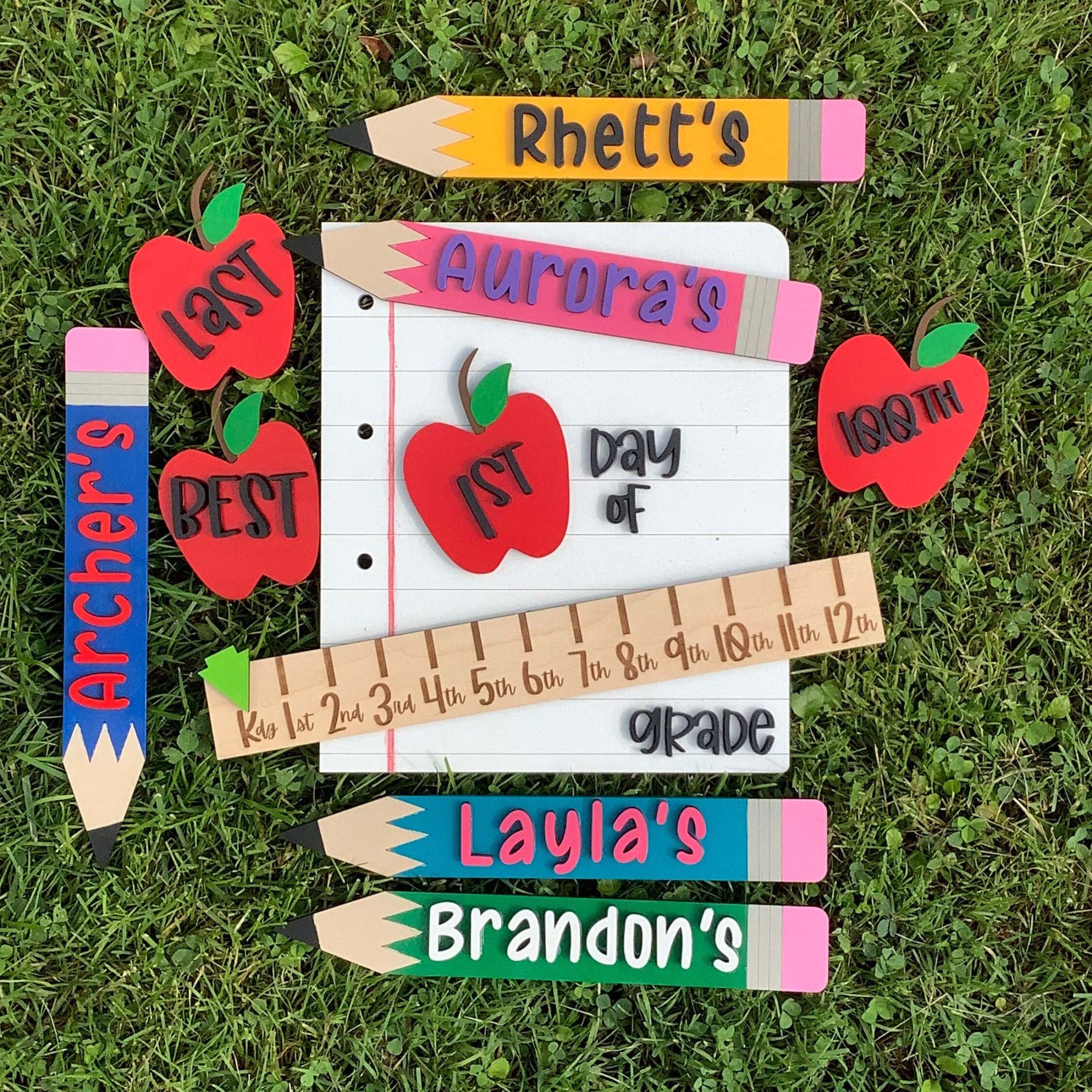 Interchangeable | Back to School Sign | 1st Day Last Day of School Prop | Reusable Wood School Board