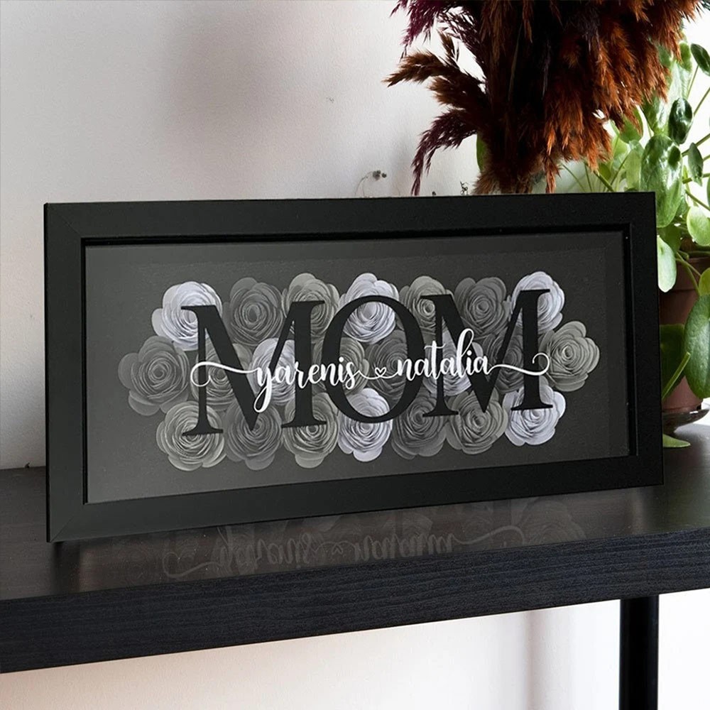 Personalized Mom Flower Shadow Box With Kids Name For Mother's Day Gift ...