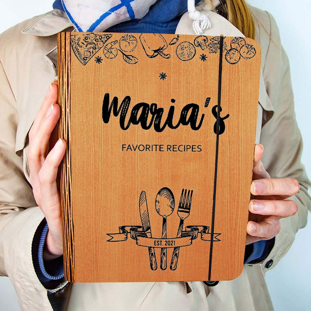 Personalized Family Wooden Recipe Book, Filled With Love & Memories Ideal Gifts for Grandma or Mom