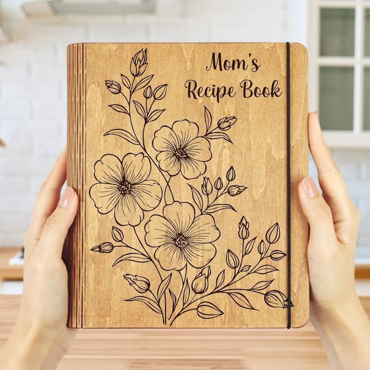 Personalized Family Wooden Recipe Book, Filled With Love & Memories Ideal Gifts for Grandma or Mom