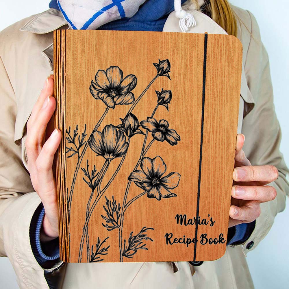 Hot Sale Personalized Family Wooden Recipe Book Mothers Day Gift Ideas