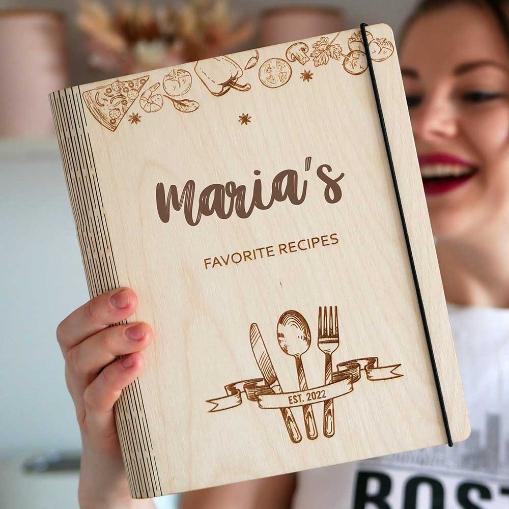 Personalized Family Wooden Recipe Book Mothers Day Gift Ideas