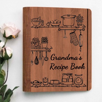 Hot Sale Personalized Family Wooden Recipe Book Mothers Day Gift Ideas