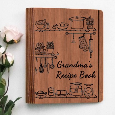 Personalized Family Wooden Recipe Book, Filled With Love & Memories Ideal Gifts for Grandma or Mom