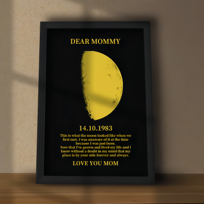 Custom Moon Phase Frame With Birth Date Ideal Gift for Mom Grandma or Lover