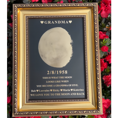 Custom Moon Phase Frame With Birth Date Ideal Gift for Mom Grandma or Lover