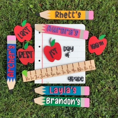 Interchangeable | Back to School Sign | 1st Day Last Day of School Prop | Reusable Wood School Board