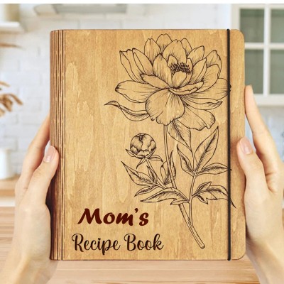 Personalized Family Wooden Recipe Book Mothers Day Gift Ideas