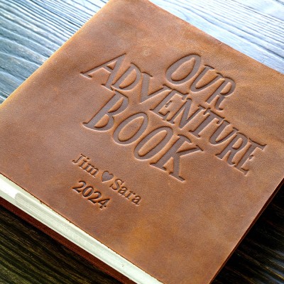 With Names And Date Our Adventure Book Personalized Leather Photo Album