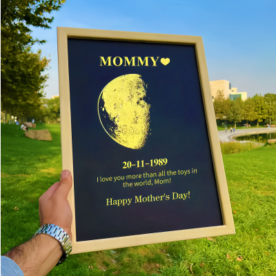 Custom Moon Phase Frame With Birth Date Ideal Gift for Mom Grandma or Lover