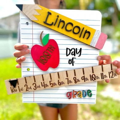 Interchangeable | Back to School Sign | 1st Day Last Day of School Prop | Reusable Wood School Board