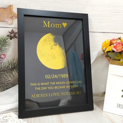 Custom Moon Phase Frame With Birth Date Ideal Gift for Mom Grandma or Lover