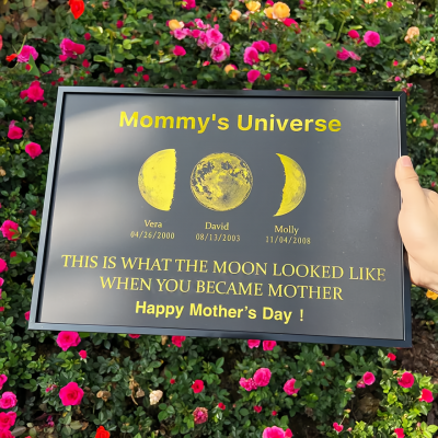 Custom Moon Phase Frame With Birth Date Ideal Gift for Mom Grandma or Lover
