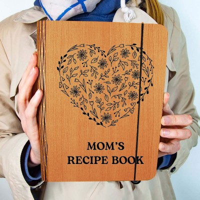 Hot Sale Personalized Family Wooden Recipe Book Mothers Day Gift Ideas