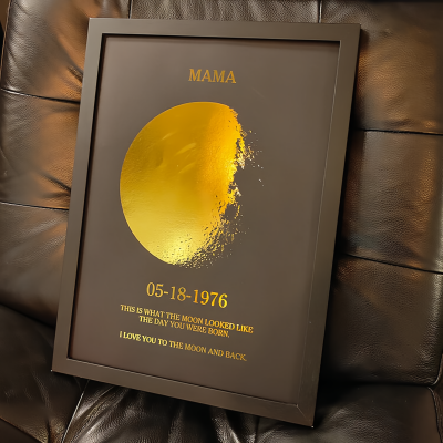 Custom Moon Phase Frame With Birth Date Ideal Gift for Mom Grandma or Lover
