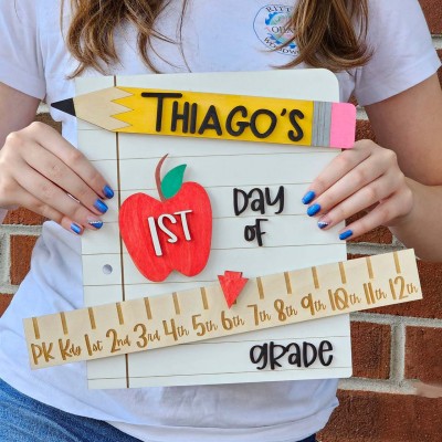 Interchangeable | Back to School Sign | 1st Day Last Day of School Prop | Reusable Wood School Board