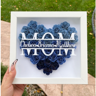 Personalized MOM Flower Shadow Box With Kids Name For Mother's Day Gift Ideas