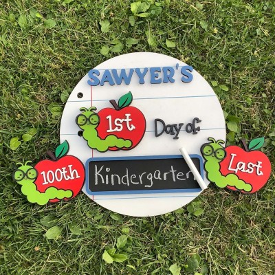 Personalized First/100th/Last Day of School Interchangeable Back to School Sign Prop For Kids Gift Ideas