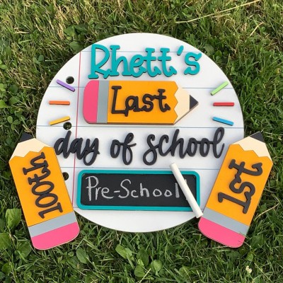 Personalized First/100th/Last Day of School Interchangeable Back to School Sign Prop For Kids Gift Ideas
