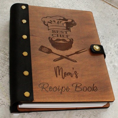 Personalized leather binding Family Wooden Recipe Book Mother's Day Gift Ideas