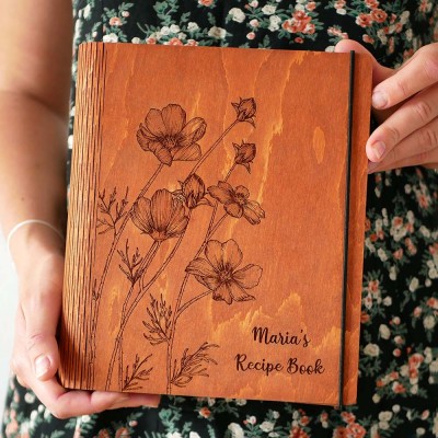 Hot Sale Personalized Family Wooden Recipe Book Mothers Day Gift Ideas