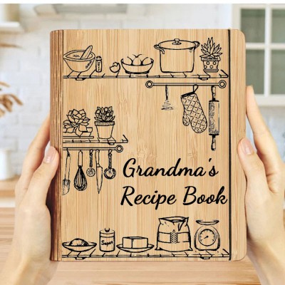 Personalized Family Wooden Recipe Book, Filled With Love & Memories Ideal Gifts for Grandma or Mom